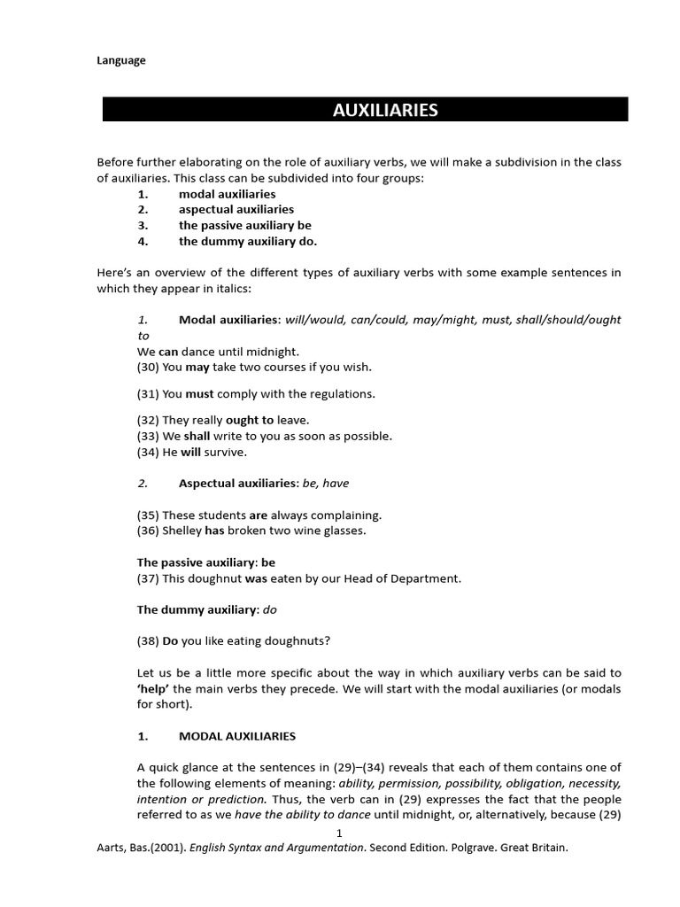 Auxiliaries | PDF | Verb | Phrase