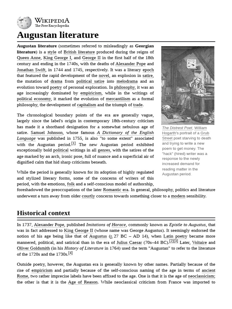 Augustan Literature Overview | PDF