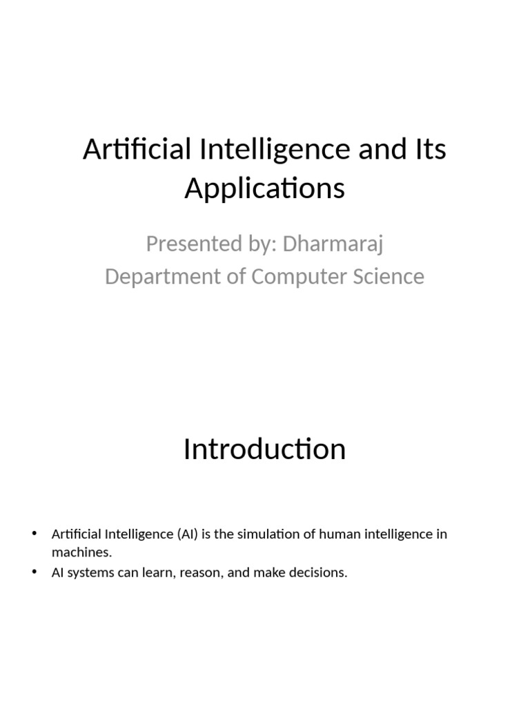 Overview of Artificial Intelligence Applications | PDF