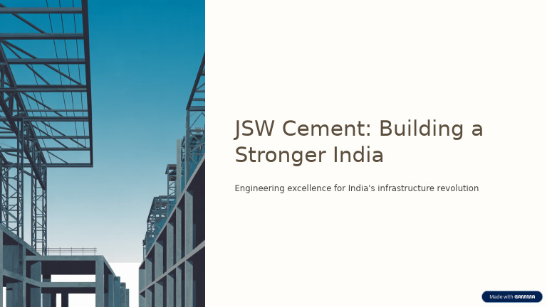 JSW Cement Building A Stronger India | PDF