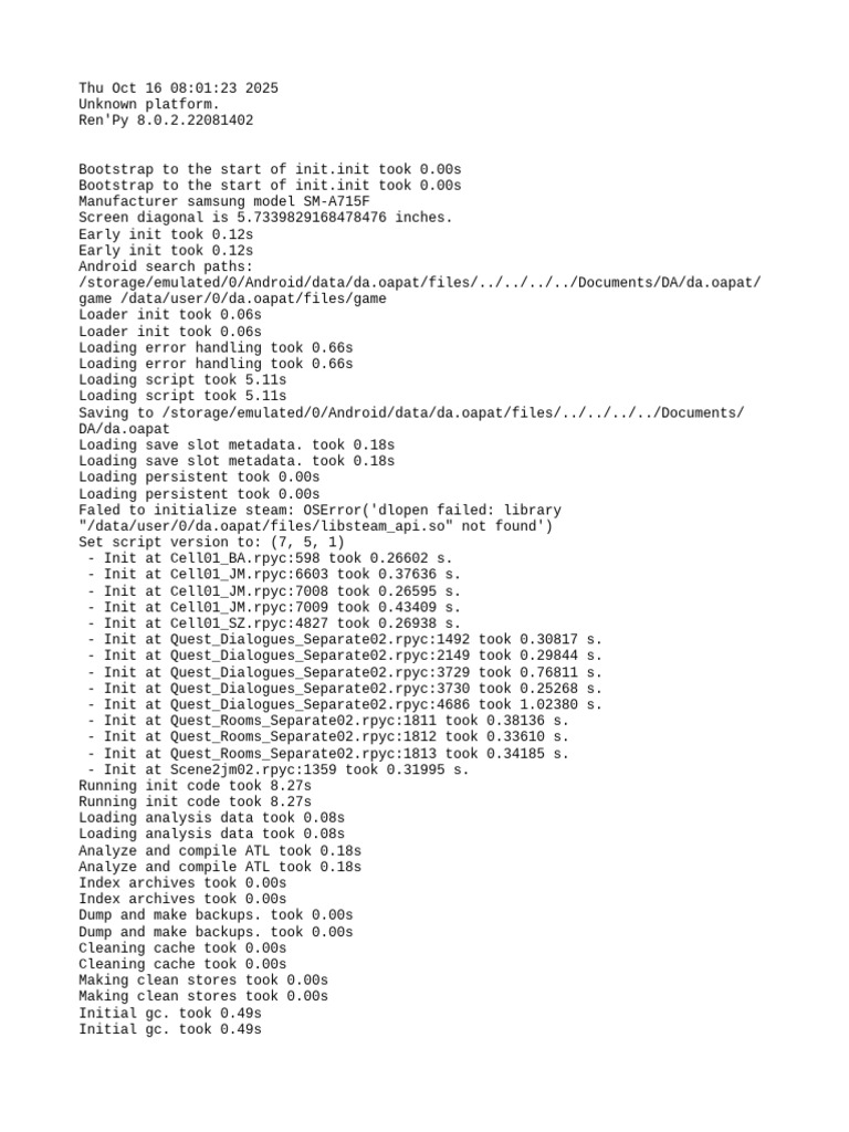 Ren'Py 8.0.2 Initialization Log | PDF | Booting | Computing