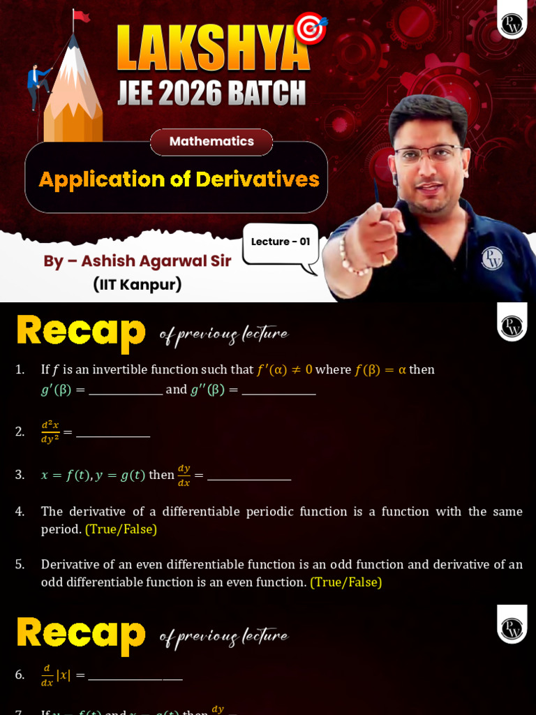 Application of Derivatives Question PDF | PDF | Tangent | Slope