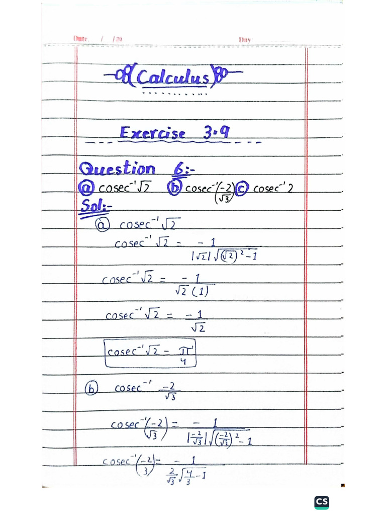 Exercise 3.9 Calculus | PDF