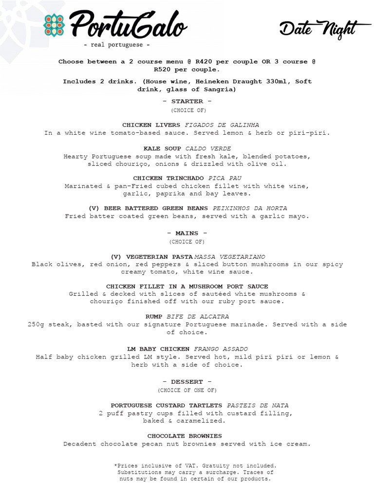 Romantic Date Night Menu Options | PDF