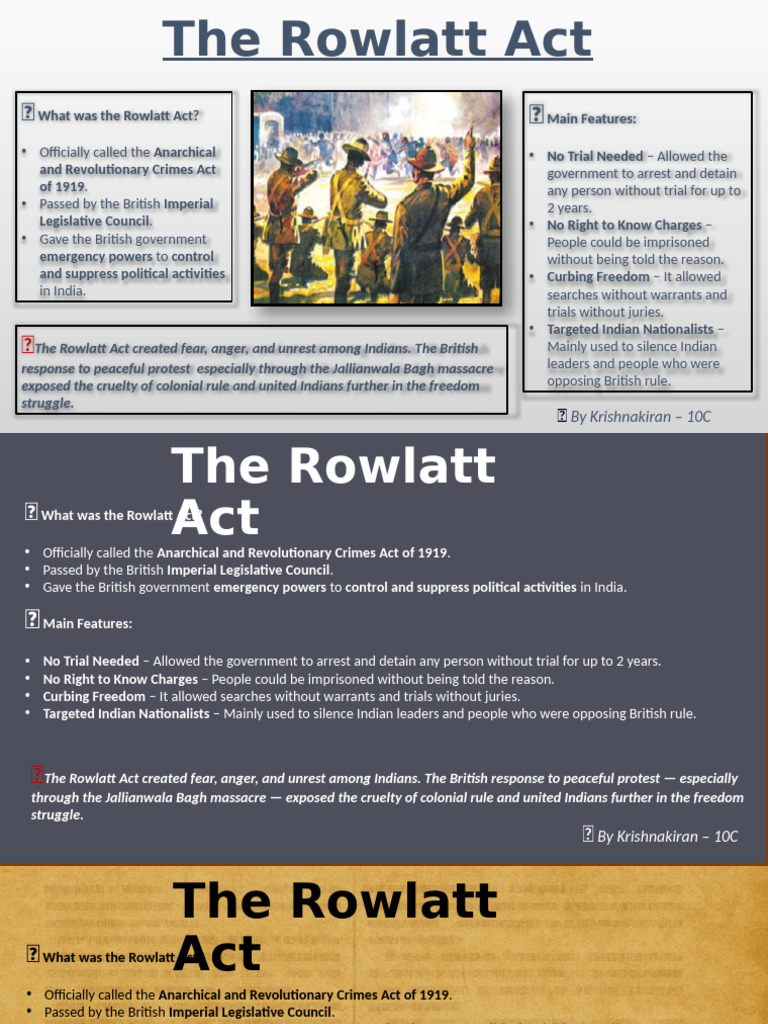 Understanding the Rowlatt Act of 1919 | PDF | Human Rights Abuses ...