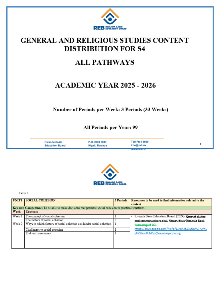 S4 General and Religious Studies Curriculum | PDF | Sustainable ...