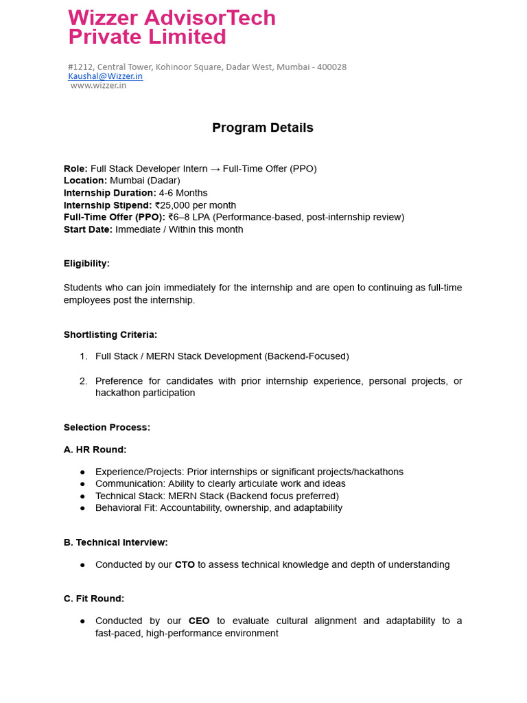 Placement - FSD JD | PDF | Software Development | Computing