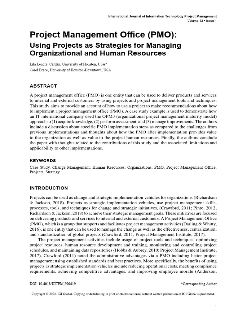Implementing a PMO for Strategic Success | PDF | Project Management ...