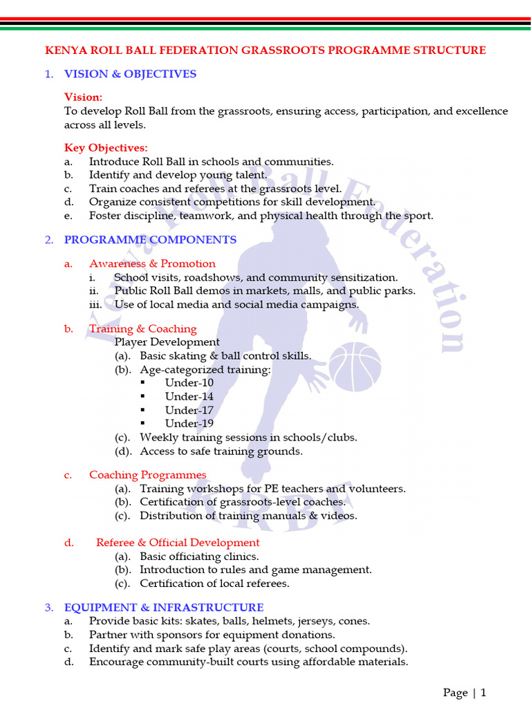 Kenya Roll Ball Grassroots Program Guide | PDF