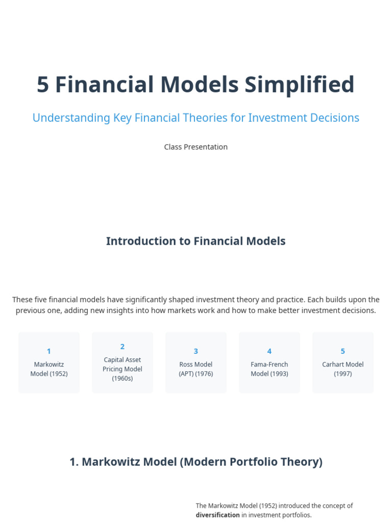 5 Financial Models Simplified | PDF | Financial Risk | Modern Portfolio ...