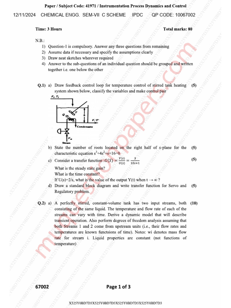 Be - Chemical Engineering - Semester 7 - 2024 - December ...