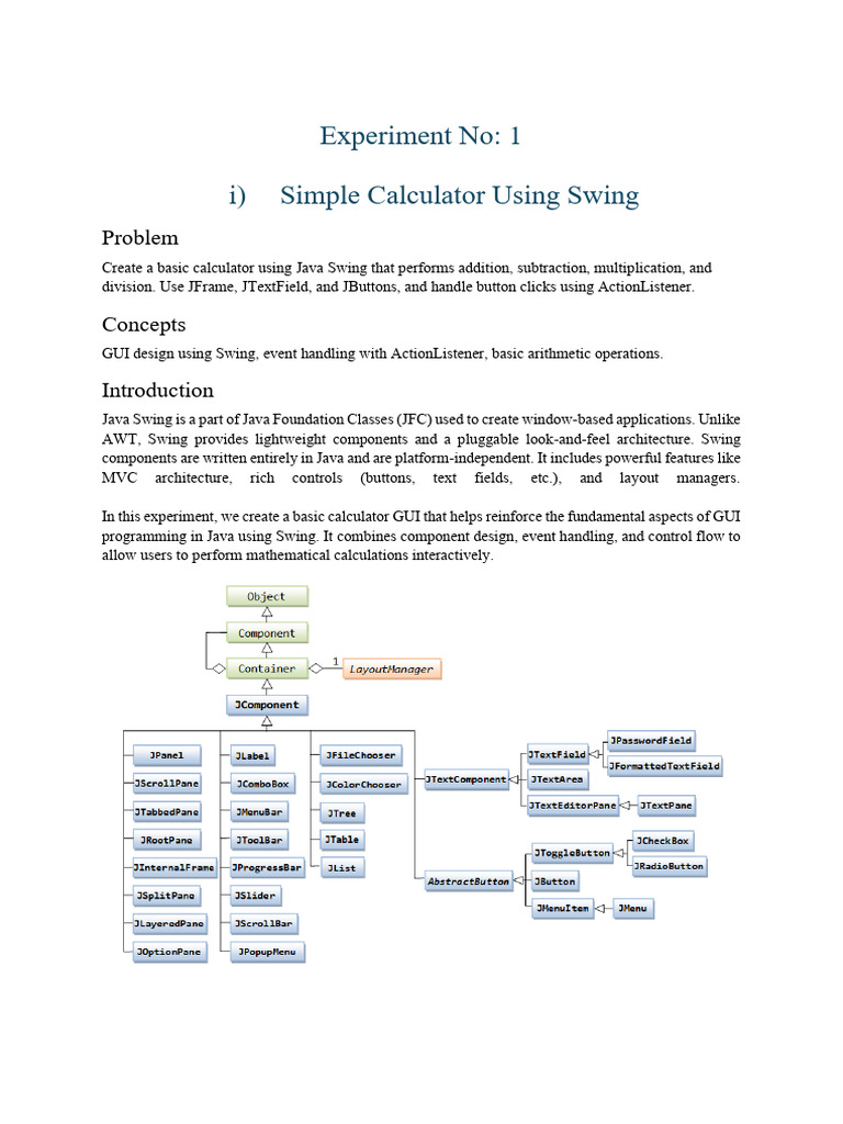 Java Swing Calculator and Registration Form | PDF | Computing ...