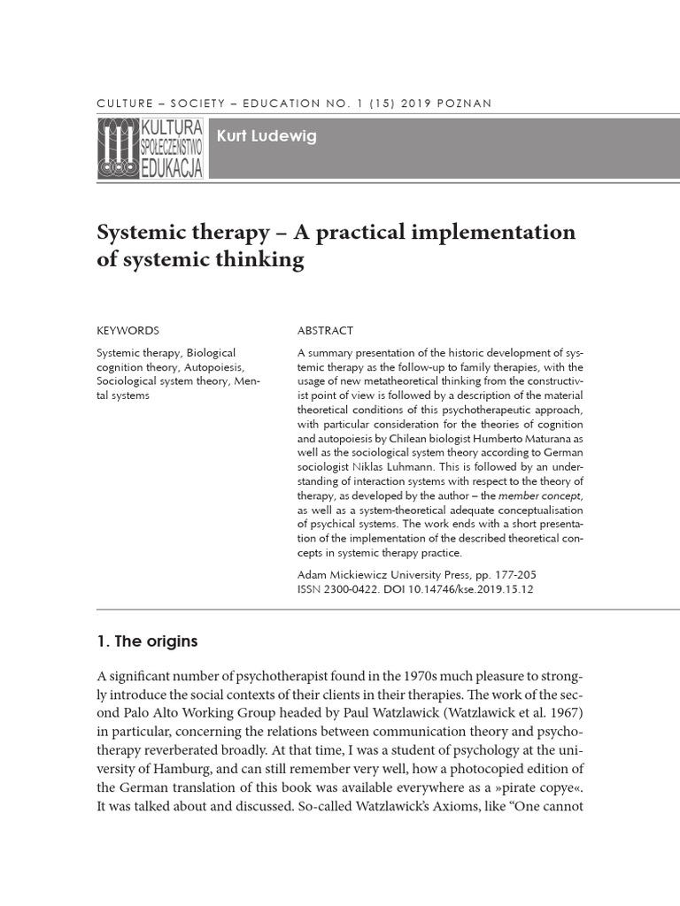 Systemic Therapy - A Practical Implementation of S | PDF ...