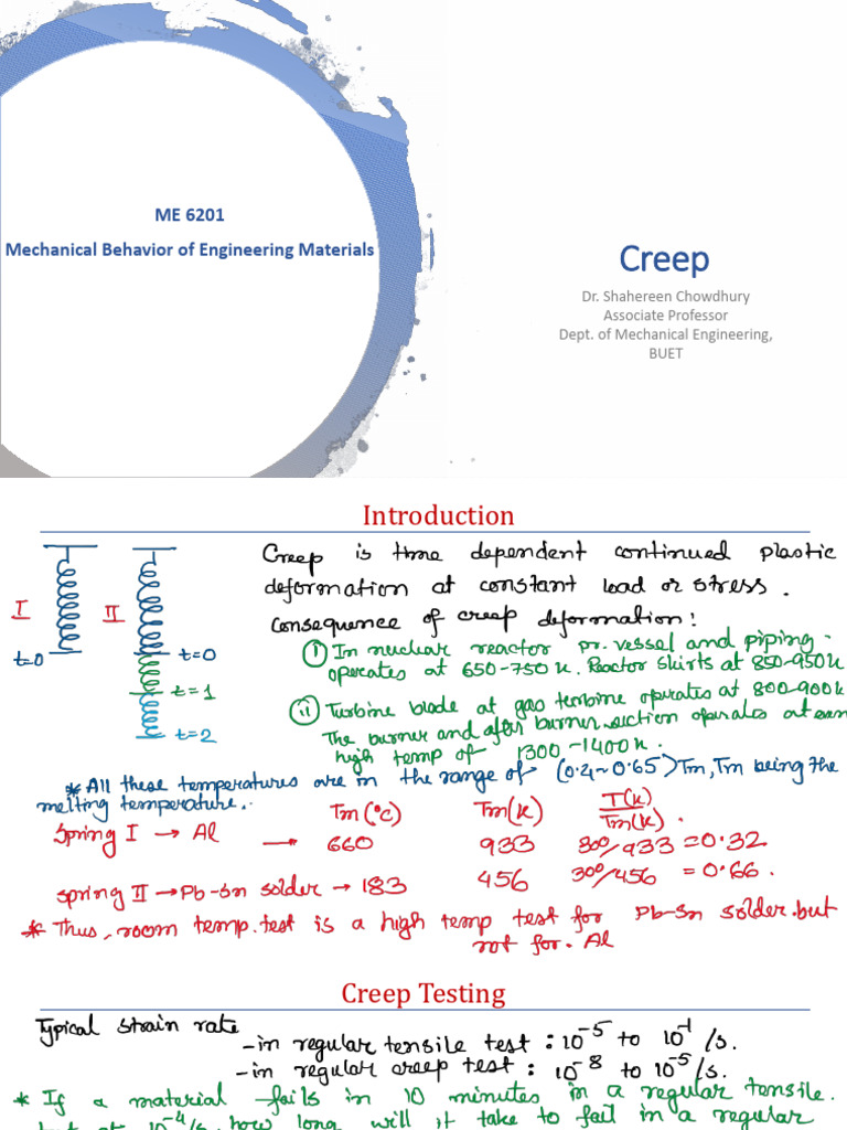 Creep Testing and Mechanisms Explained | PDF