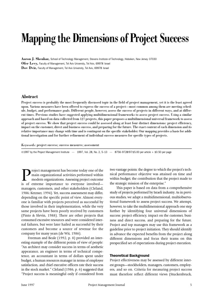 Framework for Assessing Project Success | PDF | Analysis Of Variance ...