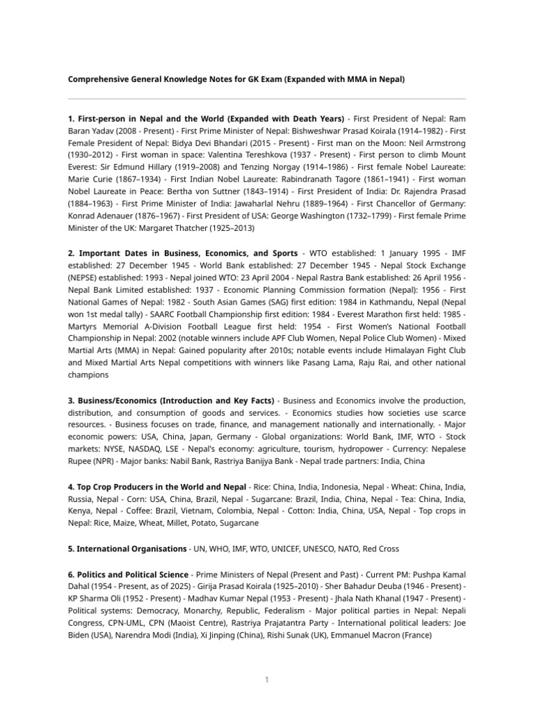 General Knowledge Notes for GK Exam | PDF