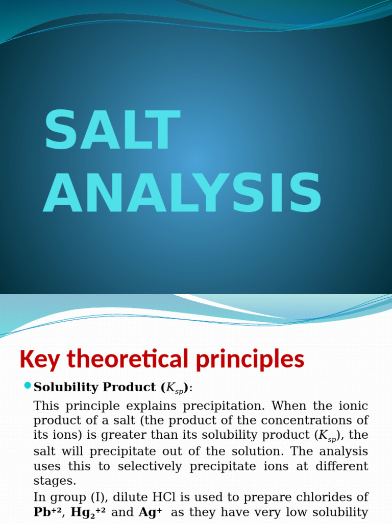 Salt Analysis Techniques and Tests | PDF | Salt (Chemistry) | Ion