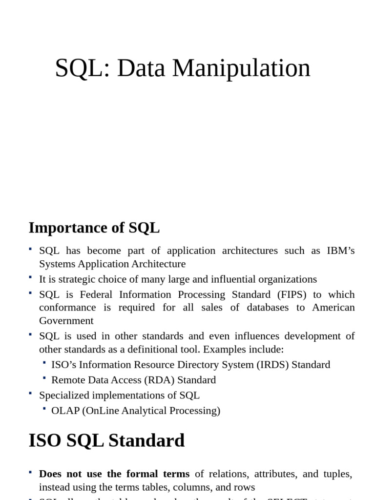 SQL Data Manipulation Techniques | PDF | Sql | Table (Database)