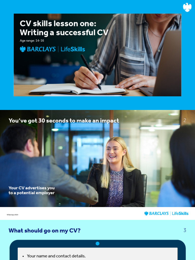 CV Skills Lesson One Presentation Slides | PDF