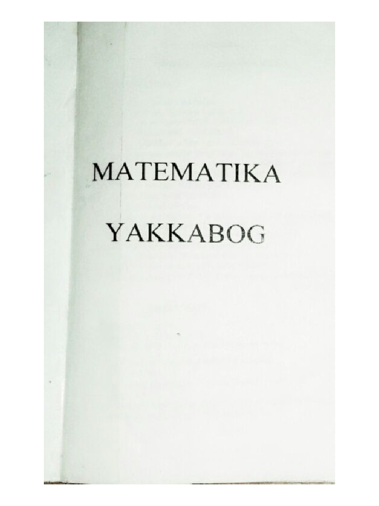 Matematika Yakkabog Formula Kitobi | PDF