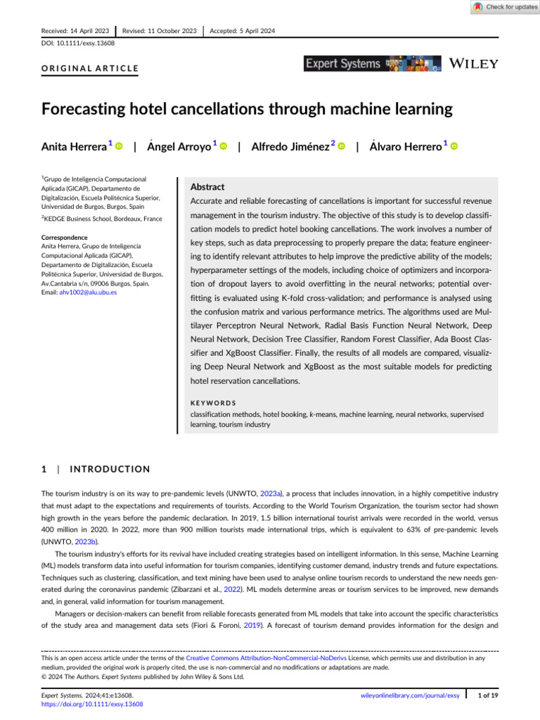 Hotel Cancellation Prediction with ML | PDF | Machine Learning ...