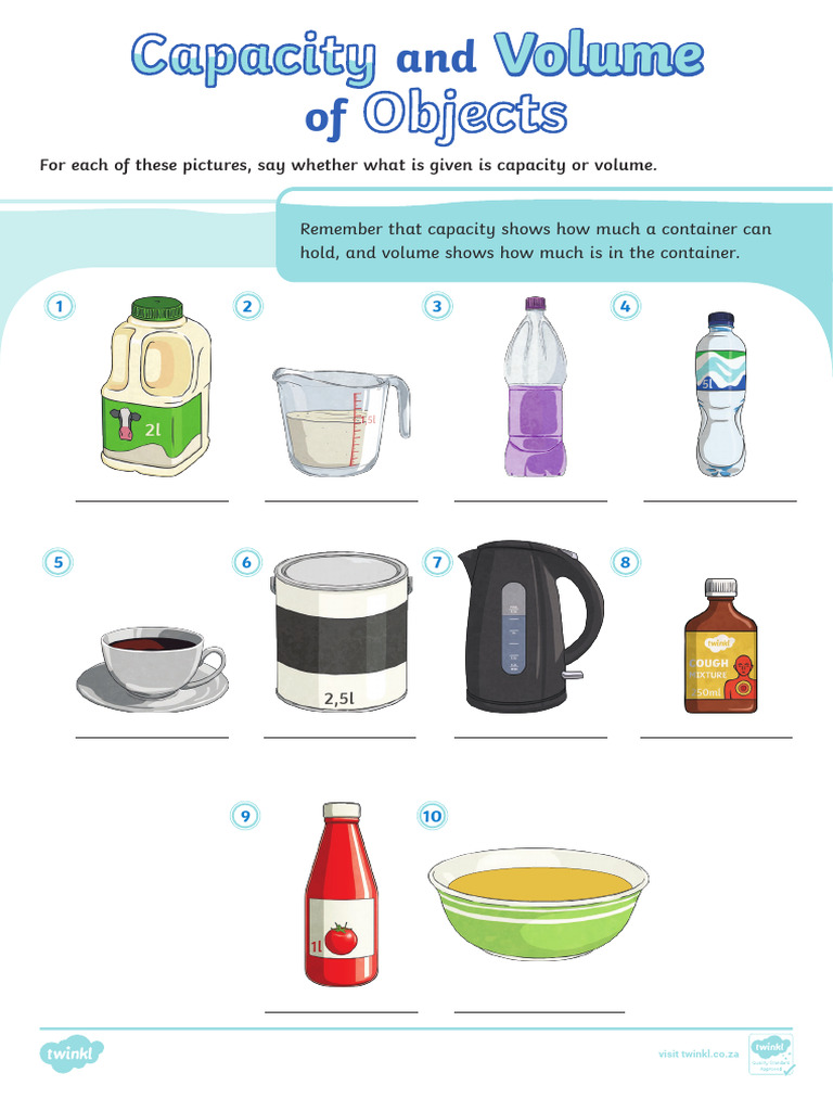 Capacity and Volume of Objects Colour | PDF