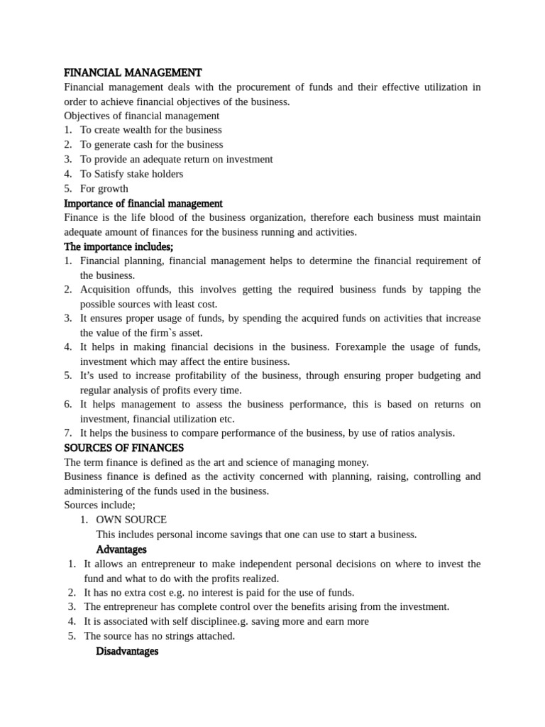 Financial Management Entrepreneurship Notes | PDF | Expense | Debits ...