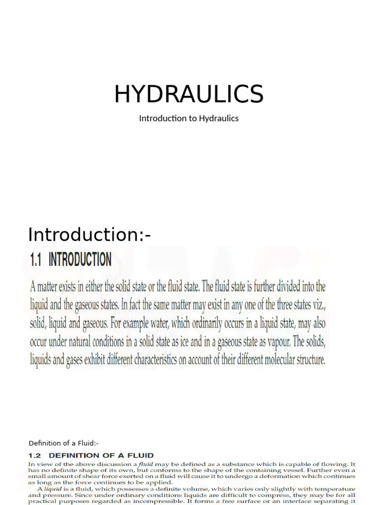 Fundamentals of Hydraulics Explained | PDF