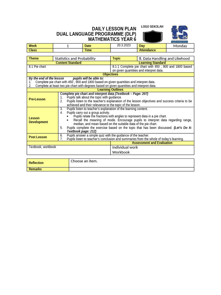 Year 6 Math Lesson Plan: Data & Likelihood | PDF | Teachers | Data