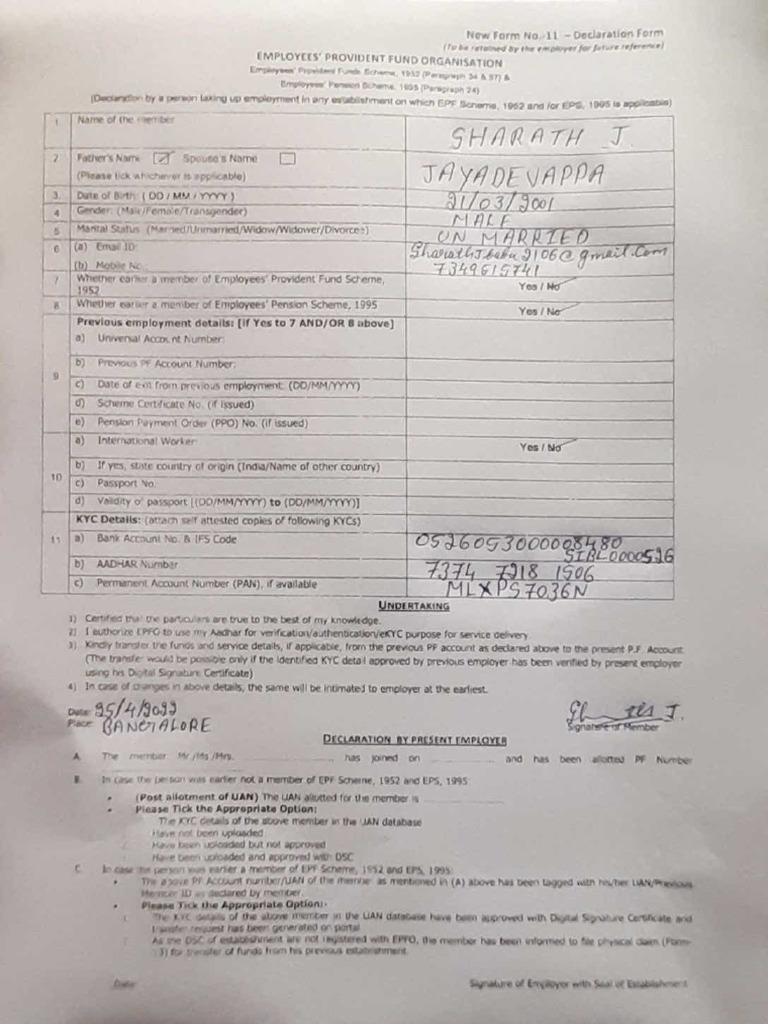 Sharath J Form 11 | PDF