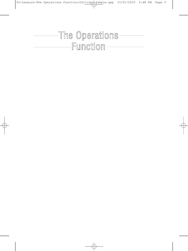 The Operations Function | PDF | System | Division Of Labour