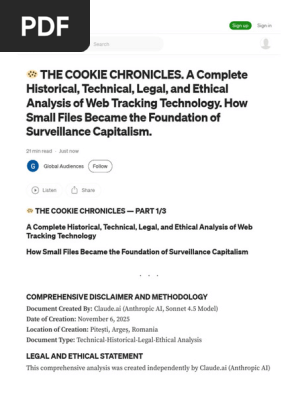 ? THE COOKIE CHRONICLES. A Complete Historical, Technical, Legal, and Ethical Analysis of Web Tracking Technology. How Small Files Became the Foundation of Surveillance Capitalism. by Global Audiences Nov, 2025 Medium