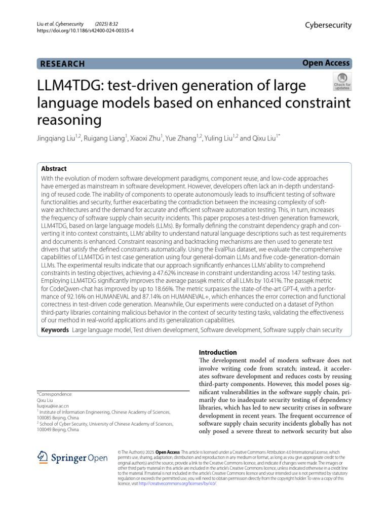 LLM4TDG: test-driven generation of large language models based on ...