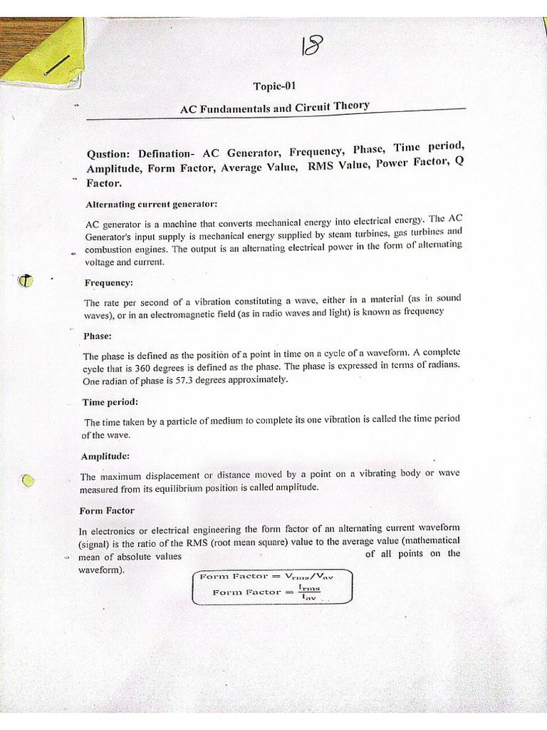 AC Fundamentals and Circuit Theory (Topic-01) | PDF