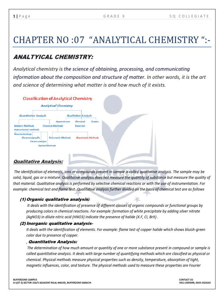 Analytical Chemistry Overview Guide | PDF | Spectroscopy | Chemistry