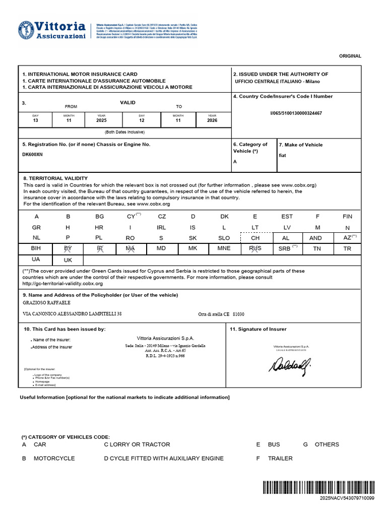International Motor Insurance Card | PDF | Vehicles