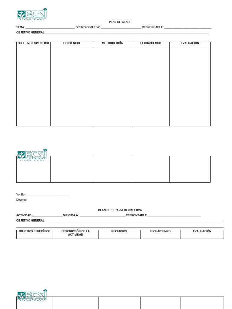 Plan de Clase y Terapia Recreativa | PDF
