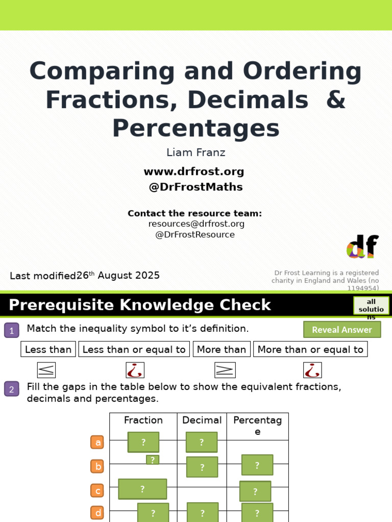 Comparing and Ordering FDP - Lesson | PDF | Decimal | Division ...