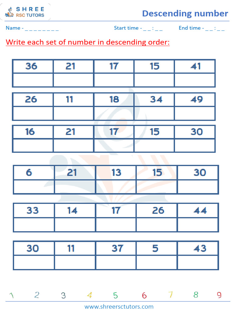 Arrange 4 Numbers in Descending Order | PDF