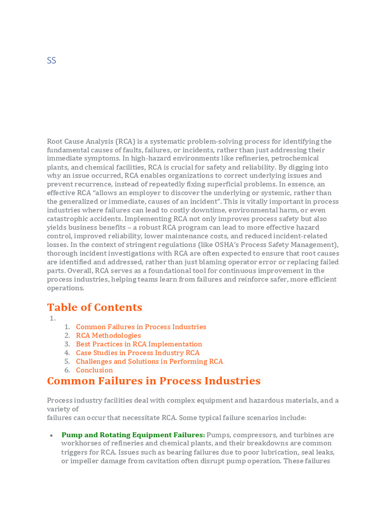 Rca in Process Industry | PDF | Reliability Engineering | Pump