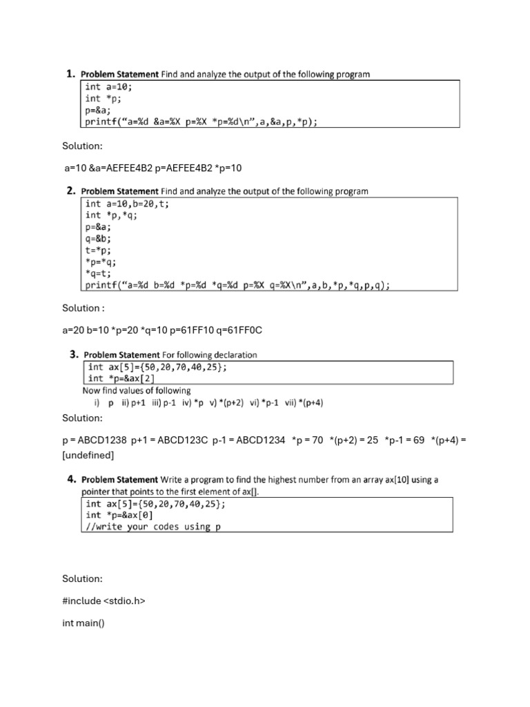C Programming Practice Solutions | PDF