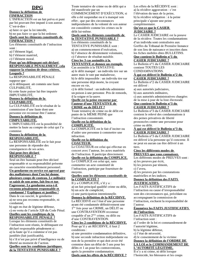 Définition et éléments de l'infraction | PDF | Récidive en droit ...