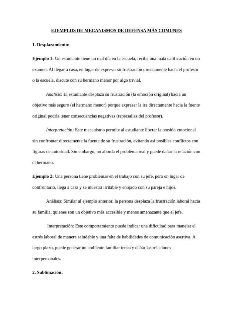 Mecanismos de Defensa Psicológicos Comunes | PDF | Las emociones ...