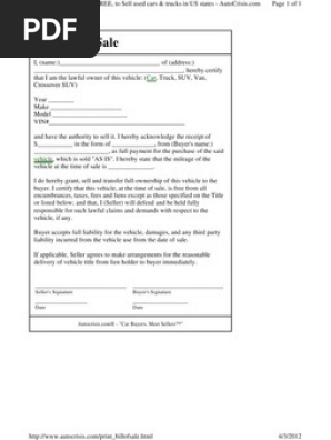 Auto Bill of Sale
