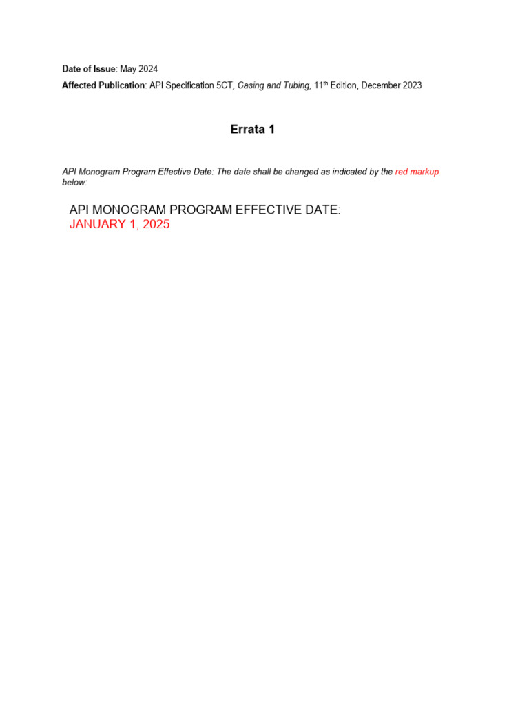 API Spec 5CT 11th Ed Errata 1 | PDF | Nondestructive Testing | Pipe ...