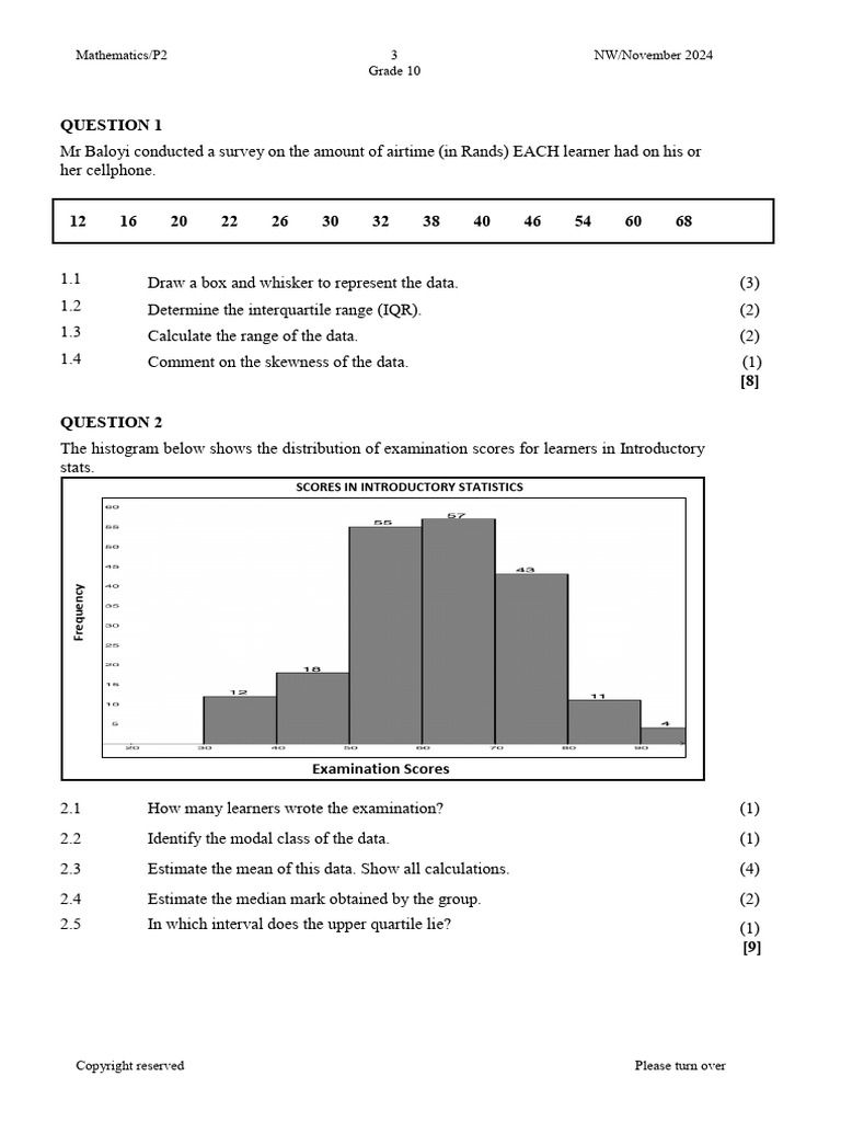 Grade 10 Mathematics Exam Questions | PDF | Mathematics | Geometry