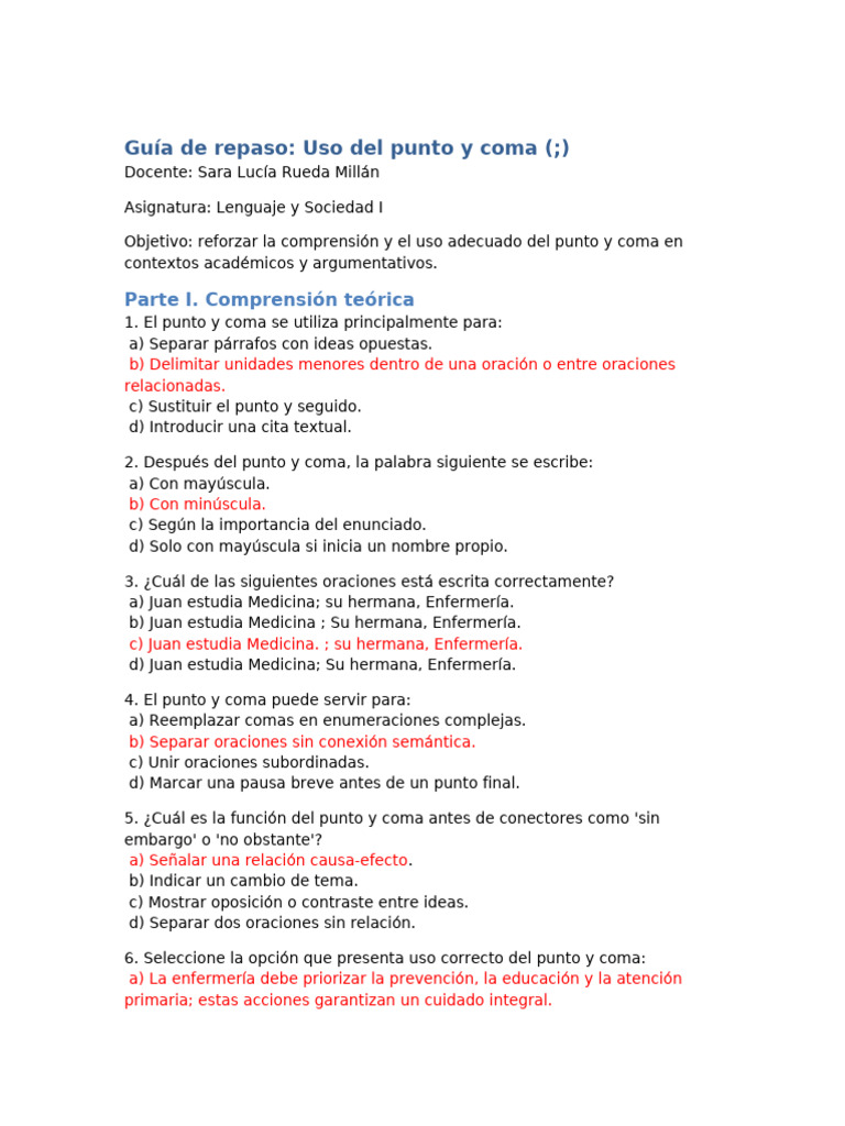 Uso correcto del punto y coma en escritura | PDF | Coma | Caso de carta