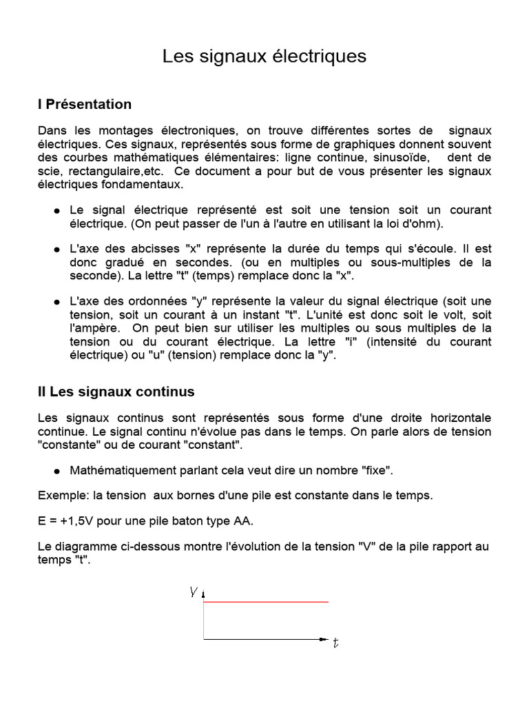 Signaux électriques : types et caractéristiques | PDF | Tension ...
