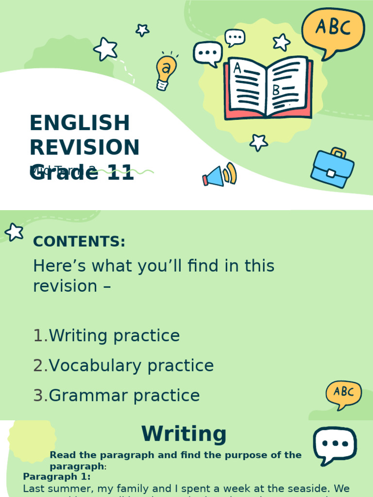 Grade 11 English Mid-Term Revision Guide | PDF | Adjective | Semantic Units