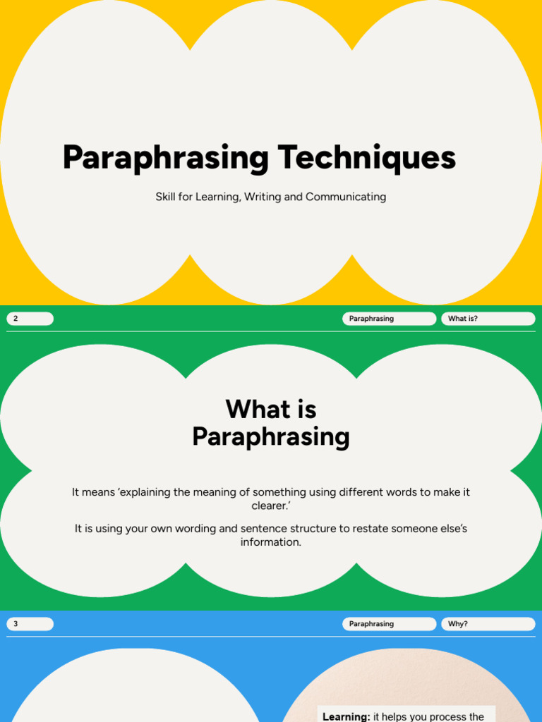 Writing - Paraphrasing Techniques | PDF | Noun | Verb